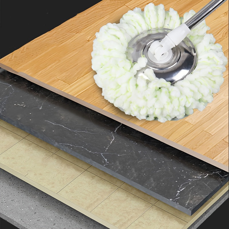 360° Rotating Mop and Bucket Set with Microfiber Replacement Heads and Adjustable Handle