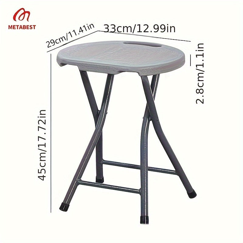 Portable Folding Stool Round Plastic Yellow Indoor Outdoor Lightweight