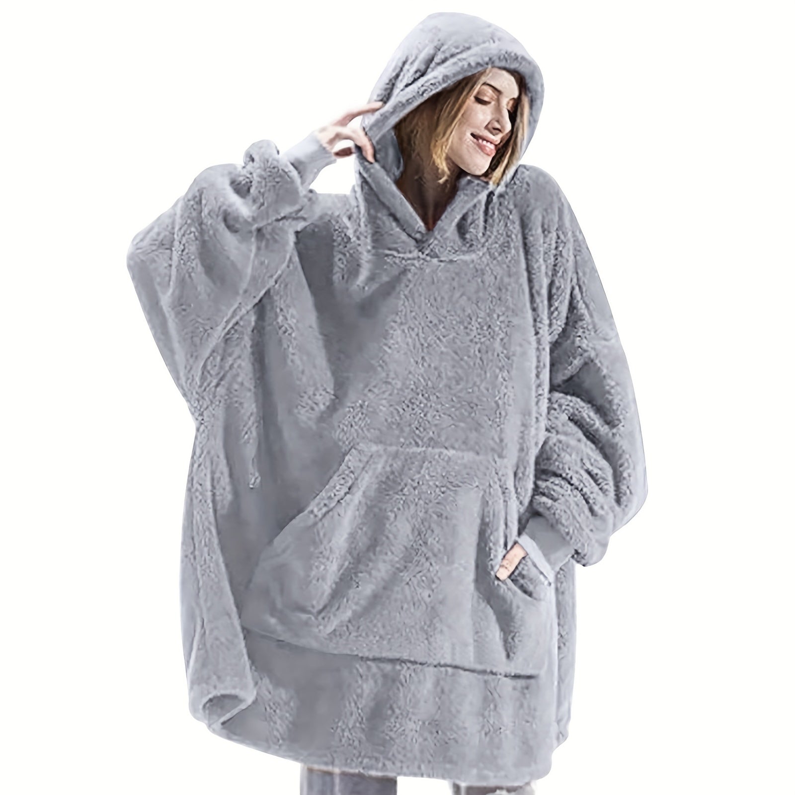 Unisex Wearable Blanket Hoodie Flannel with Pockets for Women and Men