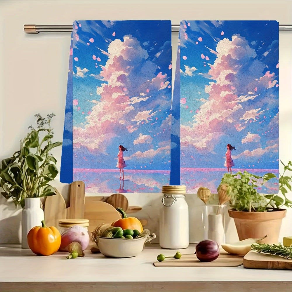 2 Pack Ultra-Soft Kitchen Towels 40x60cm Highly Absorbent Dish and Hand Towels