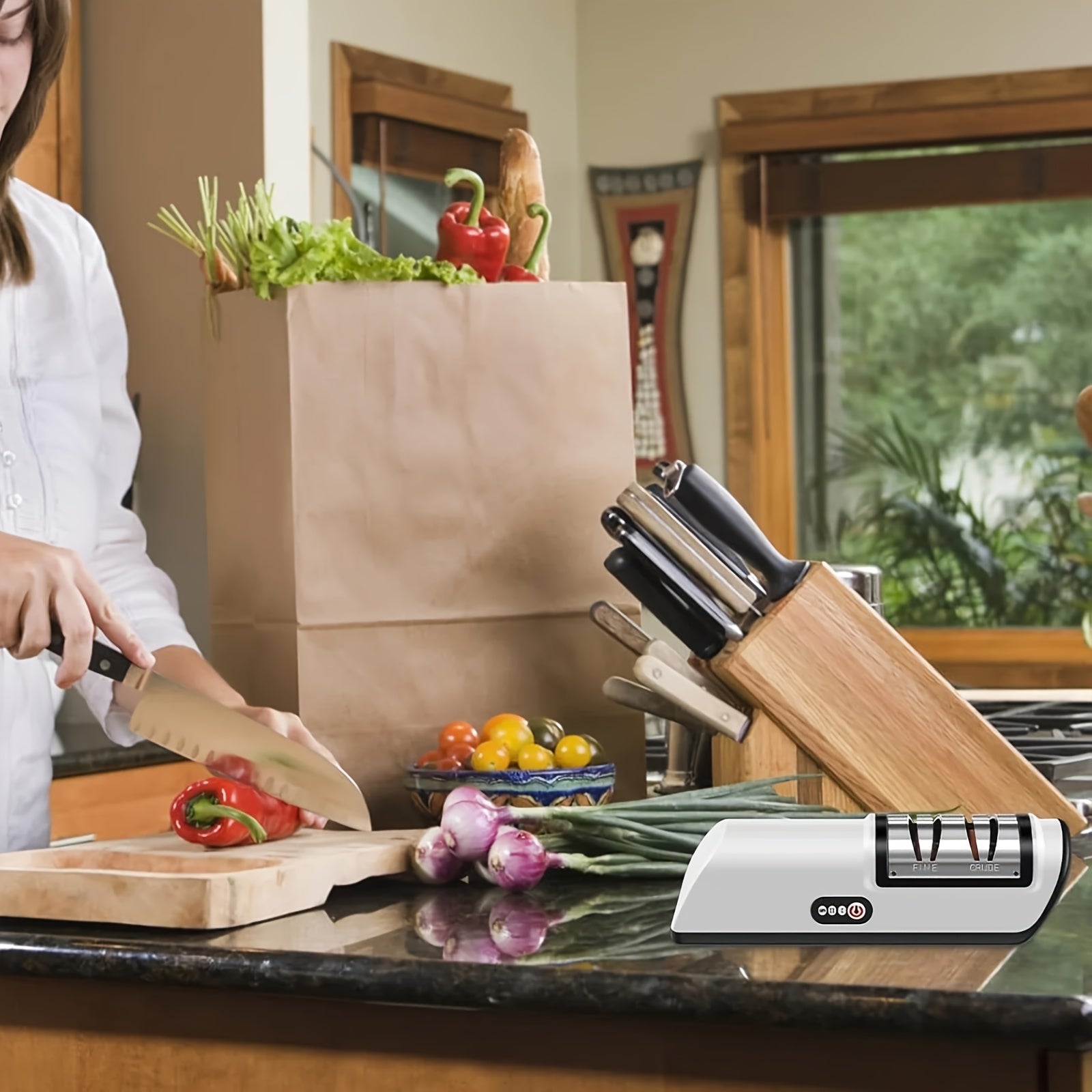 Электрическая точилка для кухонных ножей, 2 этапа, быстрое заточка и полировка