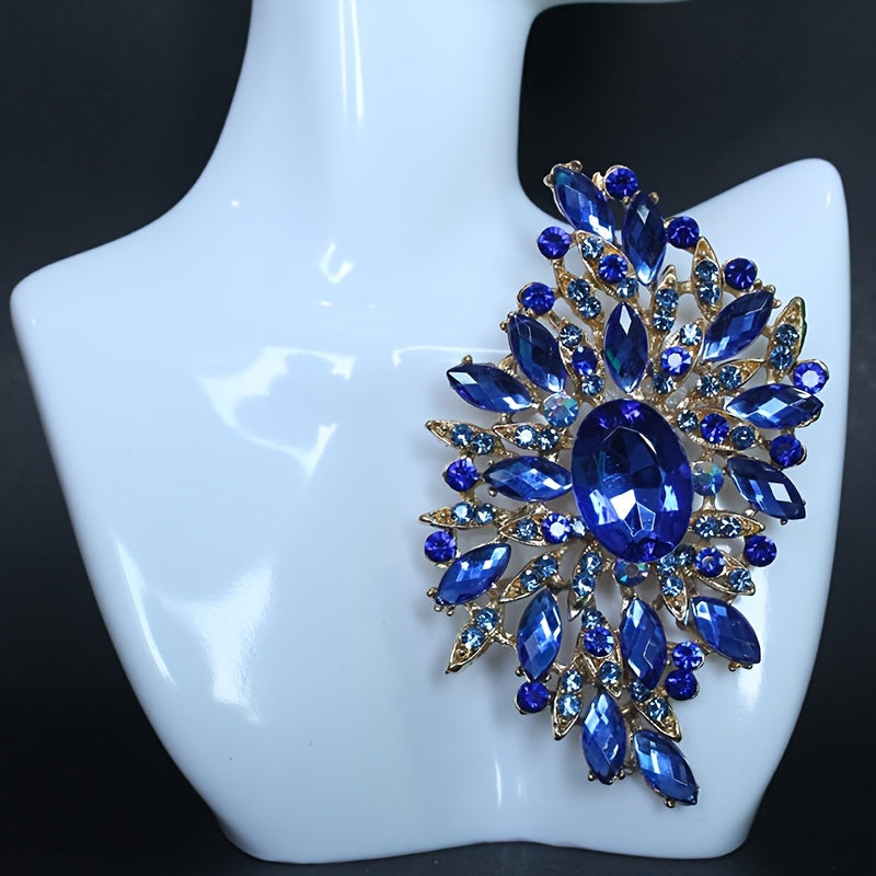 Flower-Shaped Rhinestone Brooch for Women's Attire Stylish Jewelry Accessory