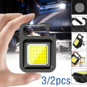 Набор из 2 портативных мини-фонариков для ключей на открытом воздухе, COB, освещение для рюкзака