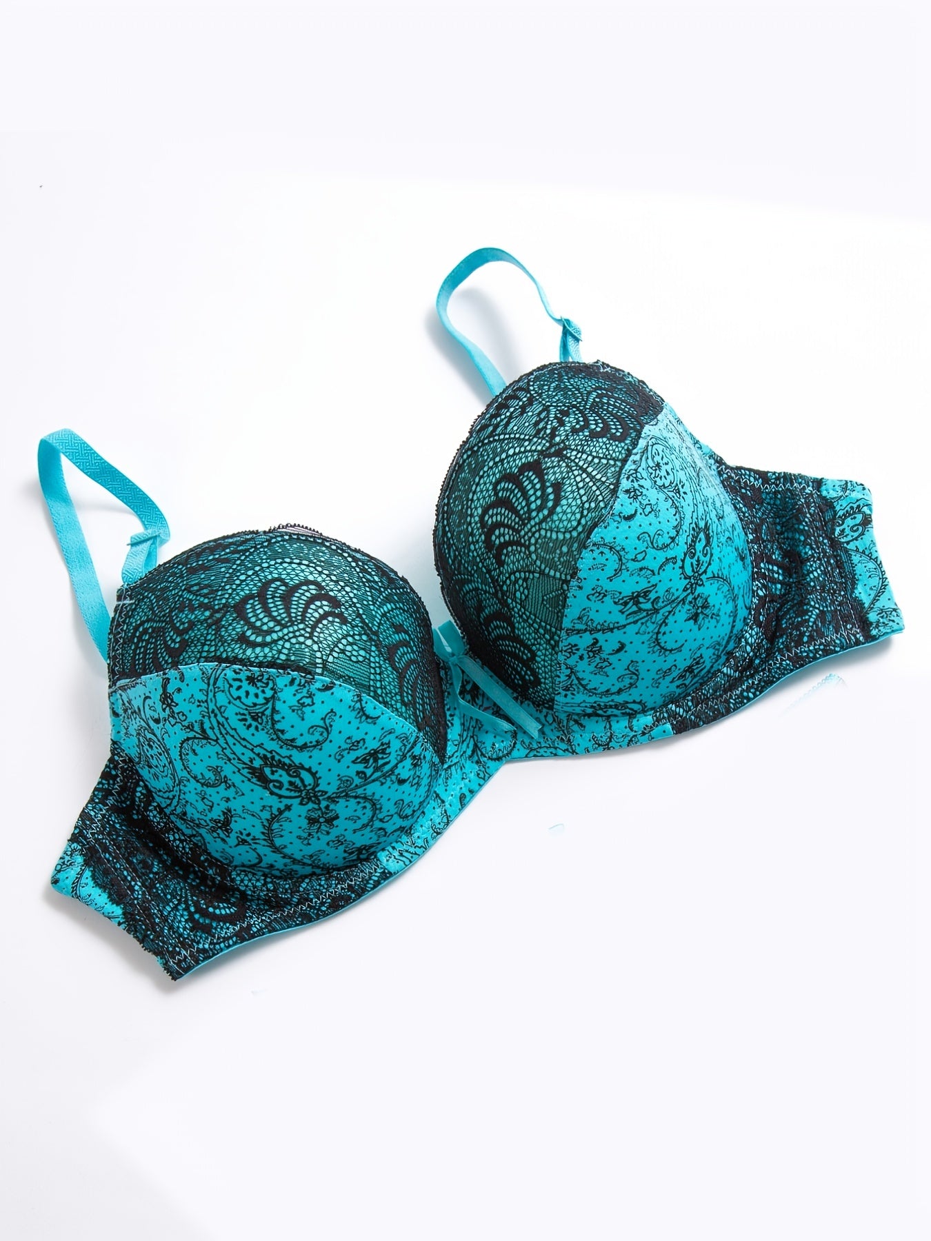 Women's Lace Push-Up Bra with Deep V Padded Cups for Feminine Lingerie