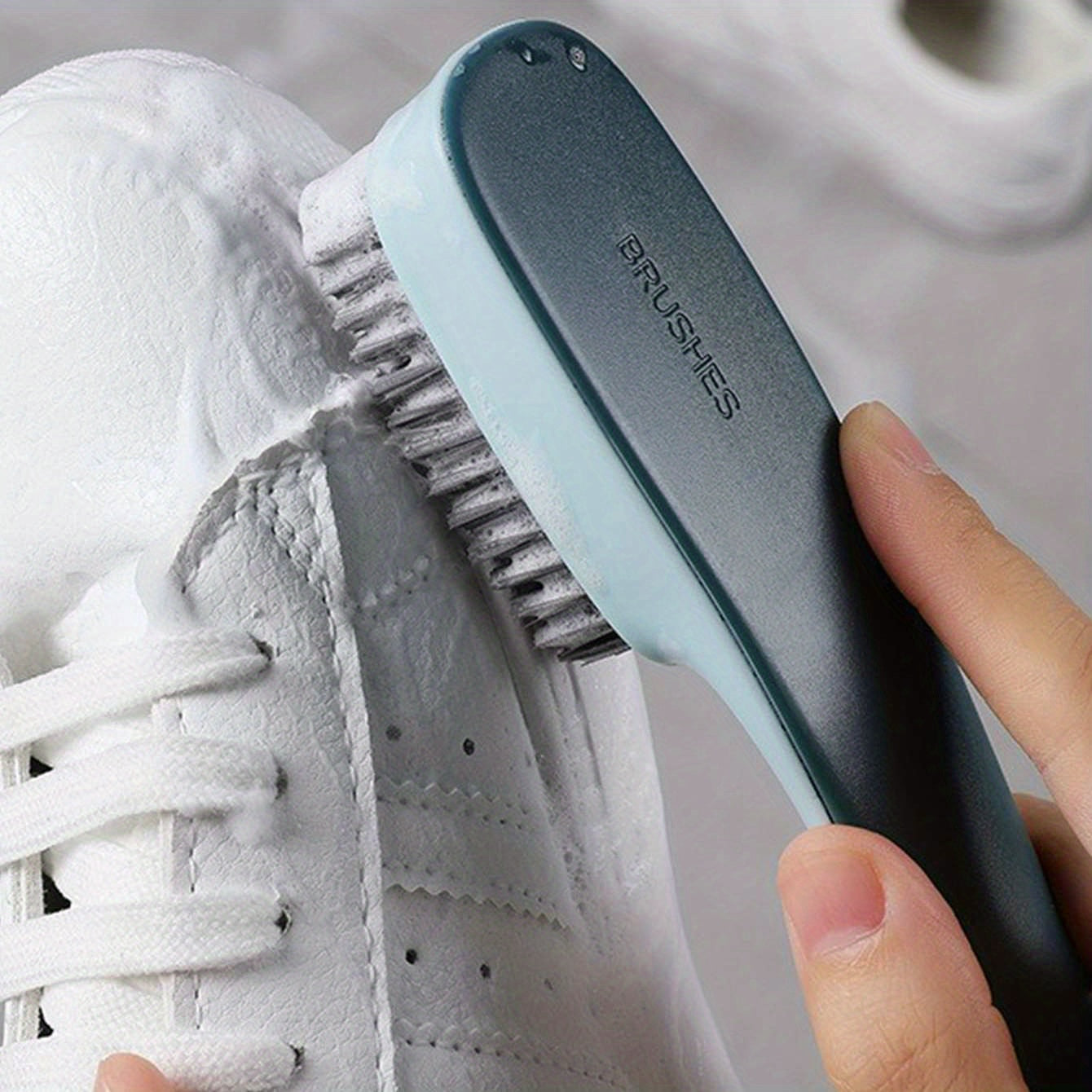 Unisex Soft Bristle Long-Handle Shoe and Clothing Cleaning Brush Black