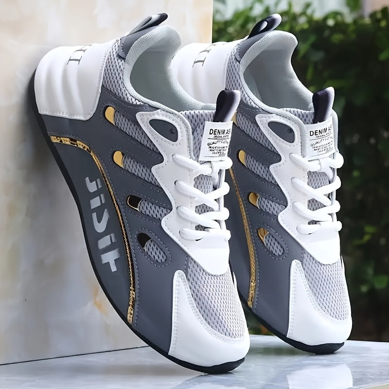 Men's Low Top Casual Sneakers with Lace-Up PU Upper Fabric Lining TPU Sole