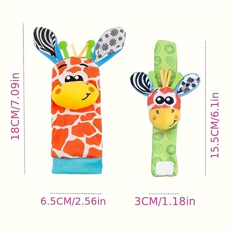 Baby Socks Set for Infants 0-12 Months Plush Zebra Wrist Rattle Socks Gift