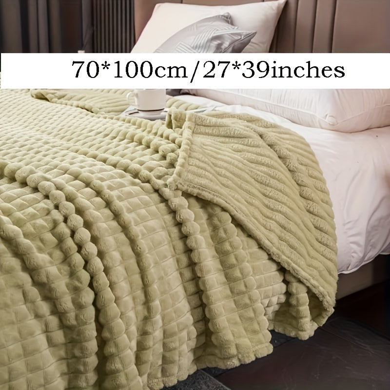 Плед из искусственного кроличьего меха в клетку - теплый и уютный плед для дивана, кровати или софы - мягкий и успокаивающий плед