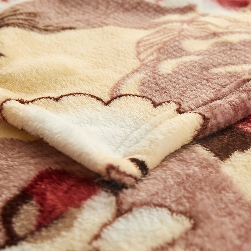 Floral Flannel Throw Blanket Soft Cozy All-Season Couch Bed Office Car
