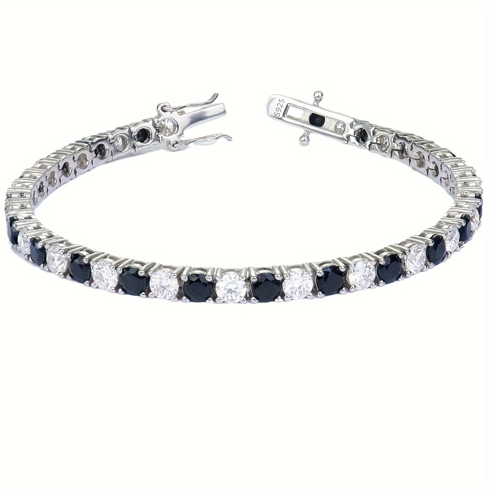 Sterling Silver and Gold Plated Tennis Bracelet with Moissanite Stones and December Birthstone