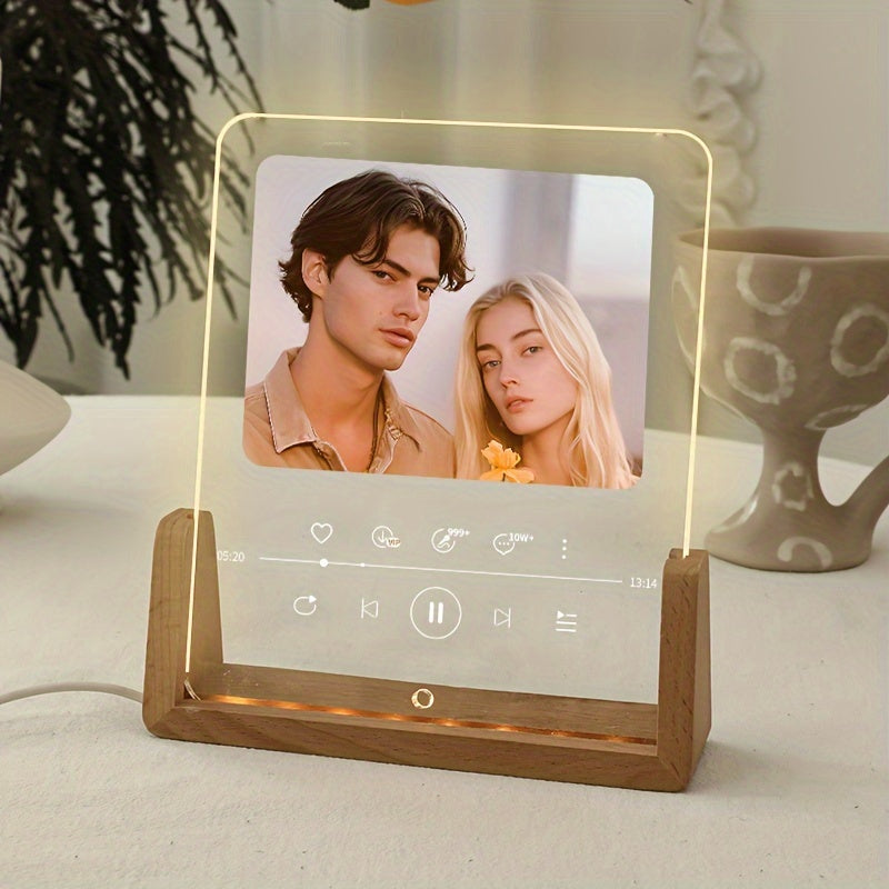 Custom Photo Acrylic Frame Touch Control Transparent Display Stand Personalized Gift