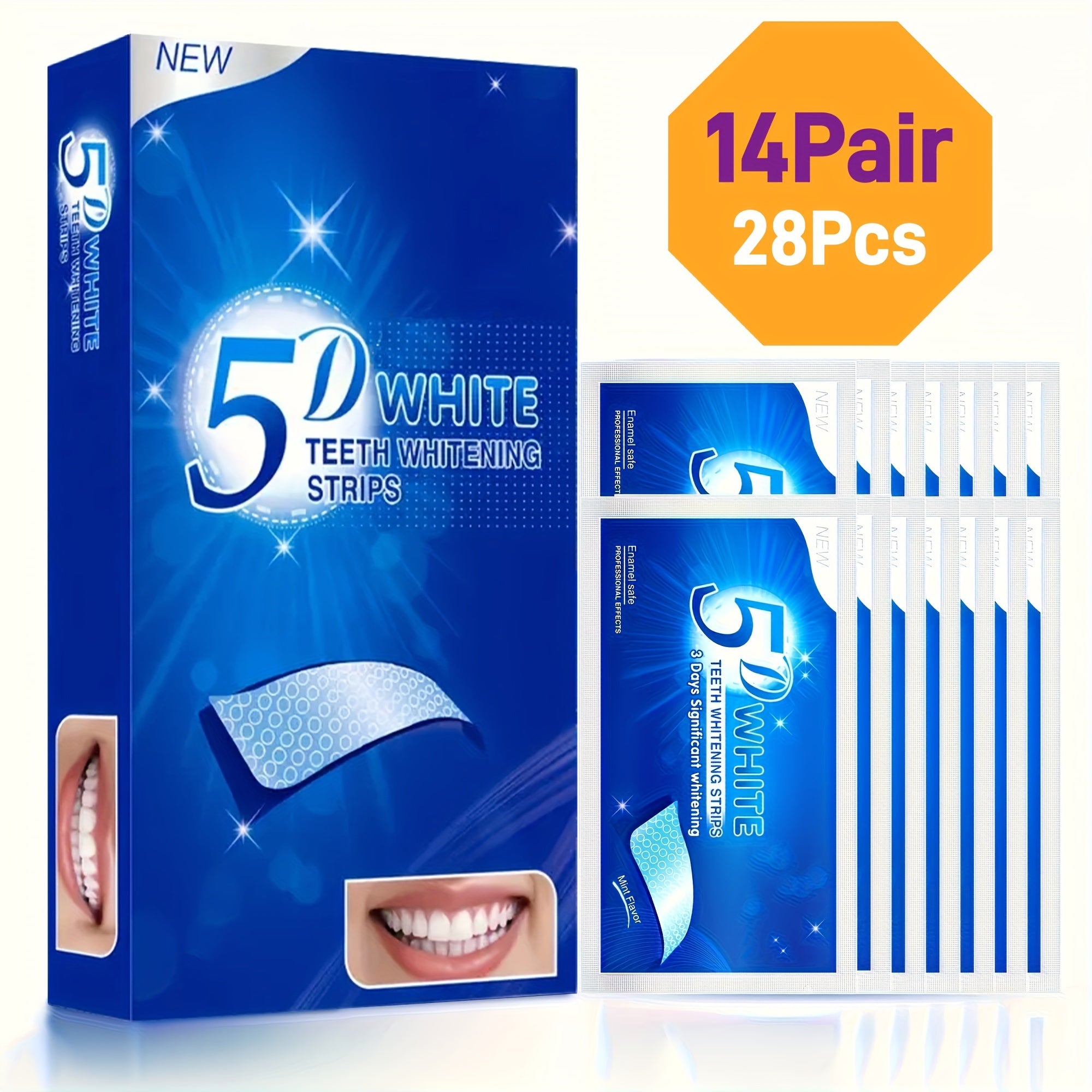 Teeth Whitening Strips 7/14 Pack 5D Oral Care Travel Safe Whitening
