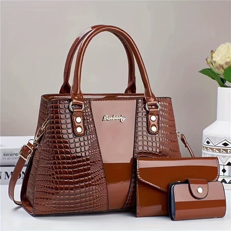 High-End Mom Crossbody Bag with Large Capacity Geometric PU Leather