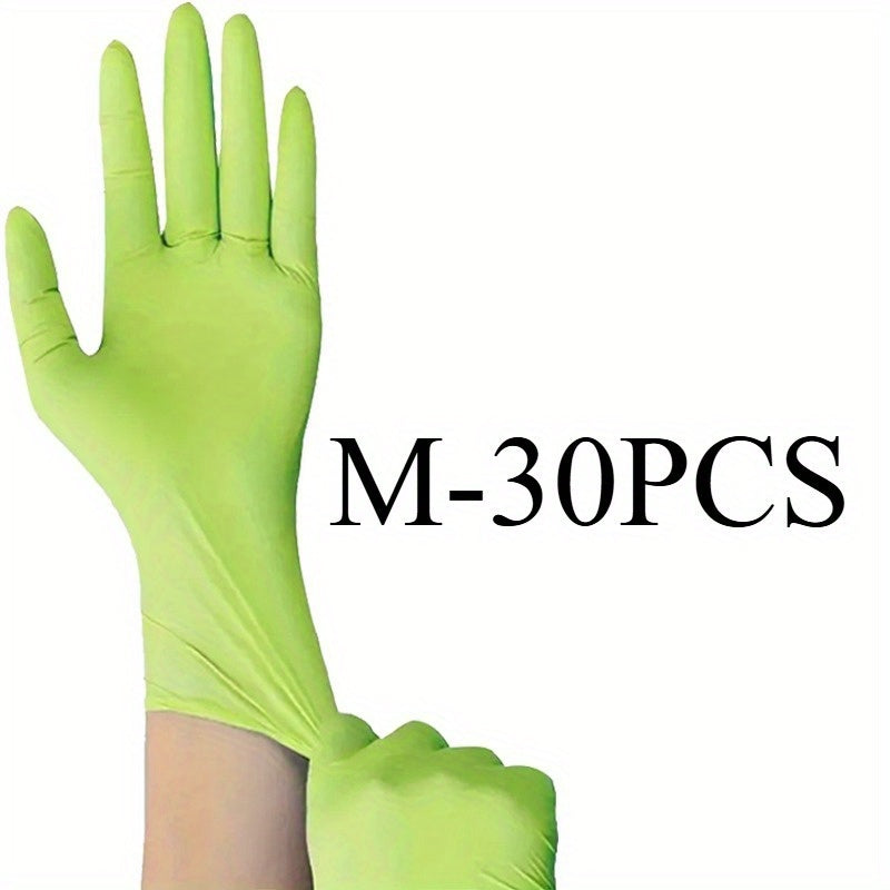 Green Nitrile Gloves Disposable Pack of 30 50 or 100 for Food Cleaning and DIY