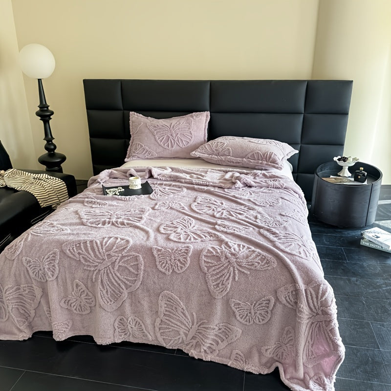 Manta de felpa de doble cara de color sólido con jacquard de franela para siestas