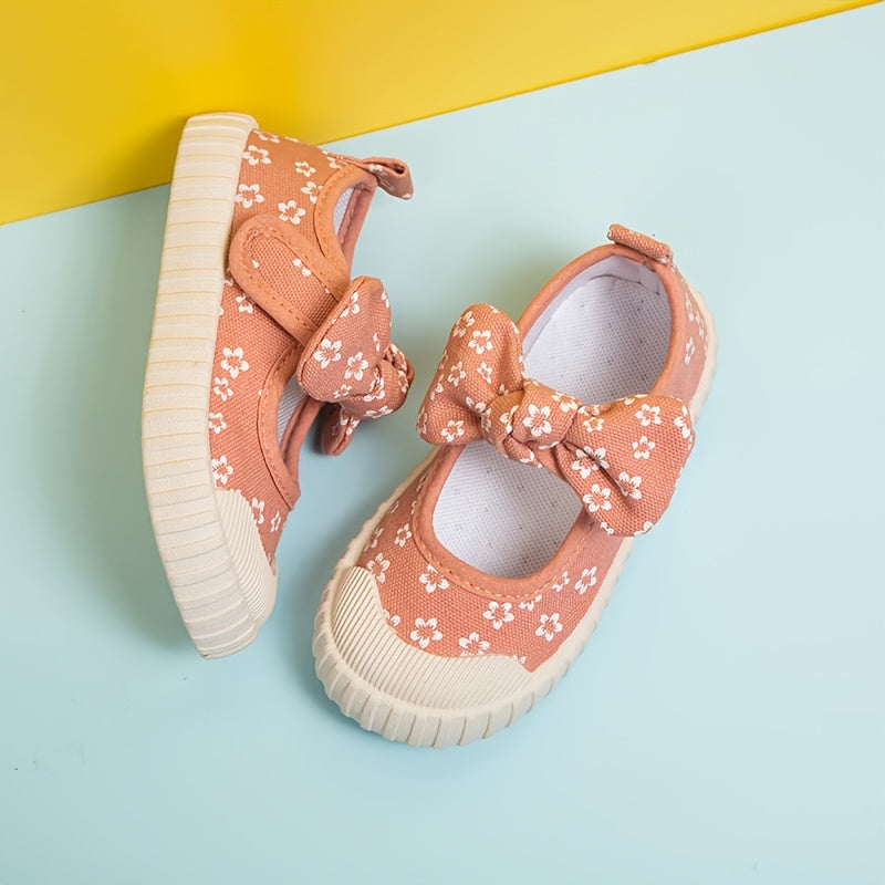 Girls' Color Block Sneakers with Bow Knot Lightweight Non-Slip Rubber Sole