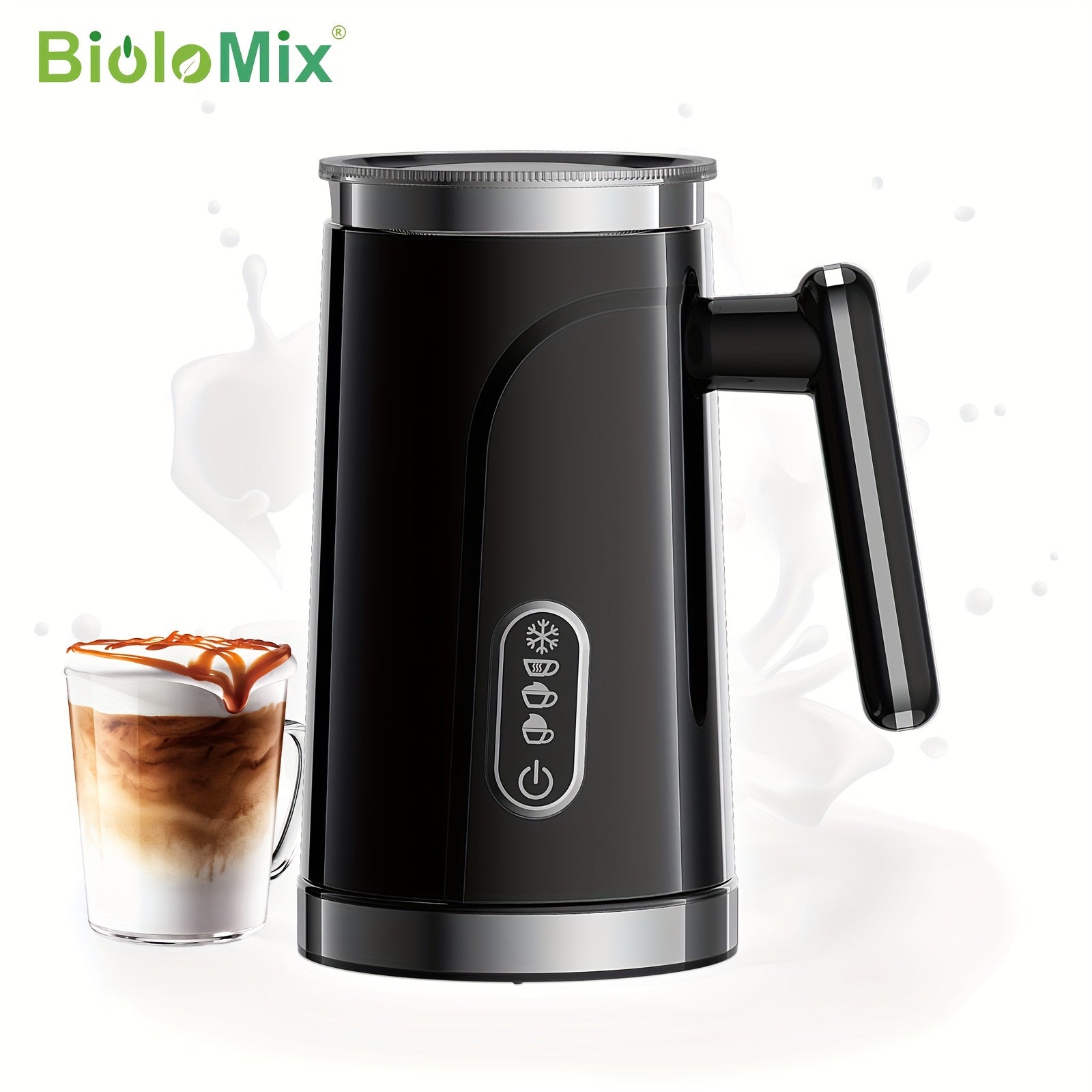 4-in-1 Automatic Milk Frother Black Stainless Steel for Coffee and Latte Art
