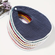 Set of 5 Baby Muslin Bibs with Pom Pom Accents Soft Adjustable Drool Bibs for Infants