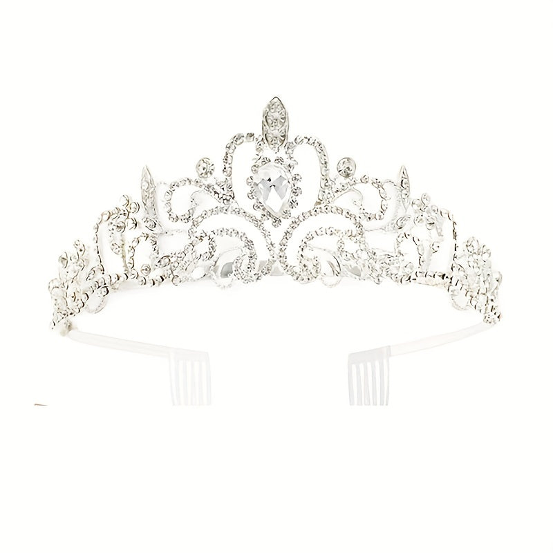 Women's Vintage Bridal Crown with Rhinestones Sparkling Hair Accessory