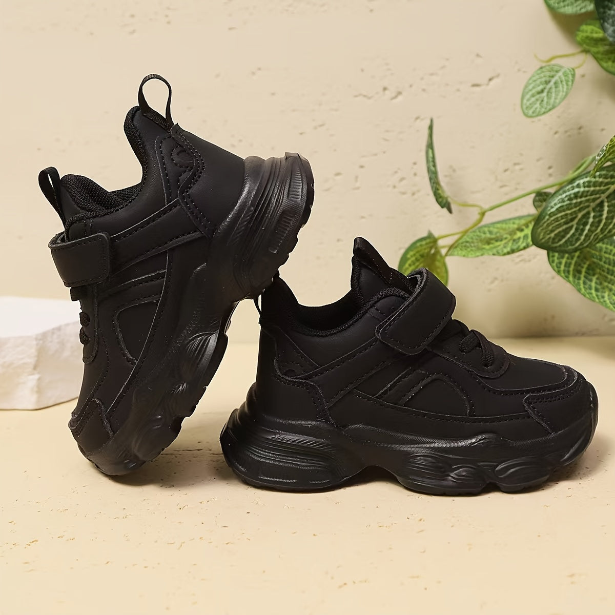 Unisex White Running Sneakers for Kids with Hook-and-Loop Closure EVA Sole Casual Outdoor Shoes