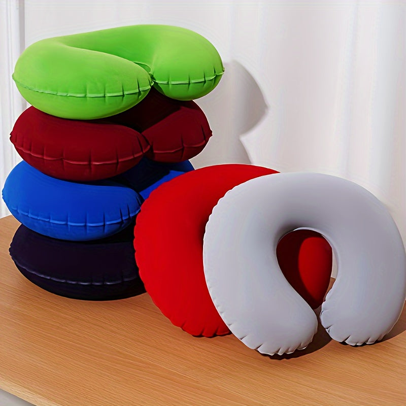 Inflatable C-Shaped Travel Pillow Neck Support for Car and Airplane