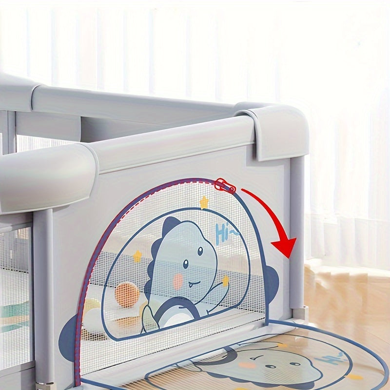 Indoor and Outdoor Playpen with Safety Gate and Non-Slip Bases