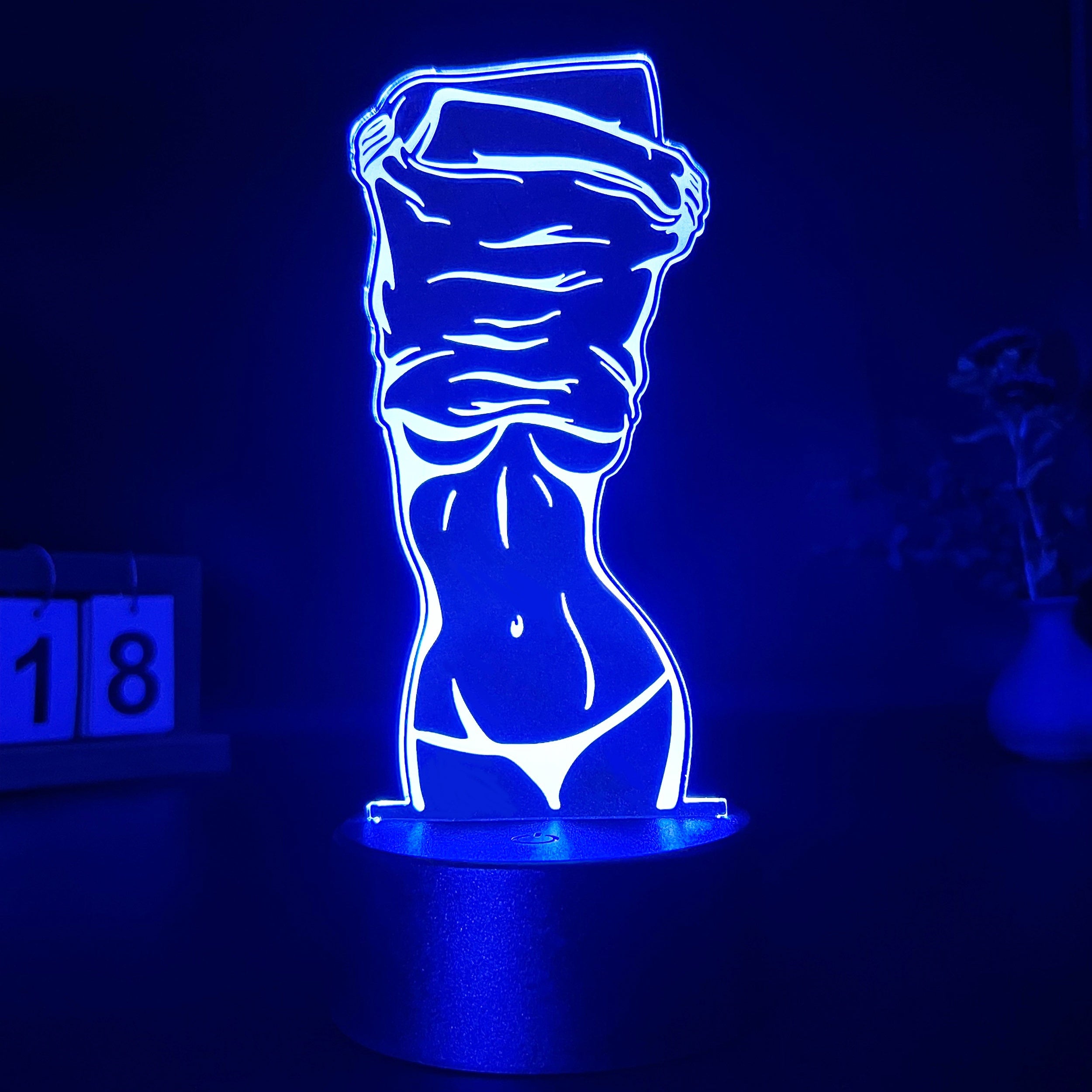 3D Illusion Night Light with Sexy Lady Design Touch Control USB Desk Lamp for Bedroom Decor