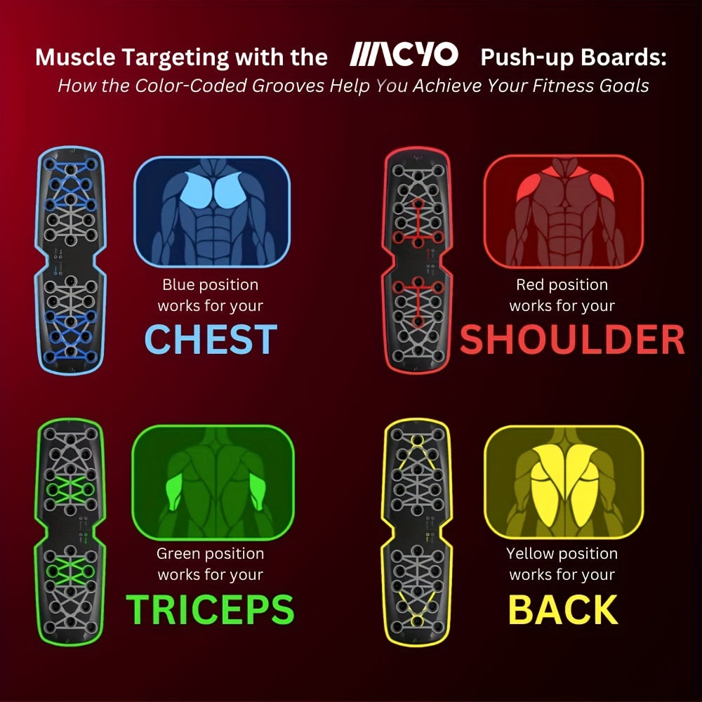 Folding Push-Up Board with Resistance Bands for Chest Muscle Strength Black