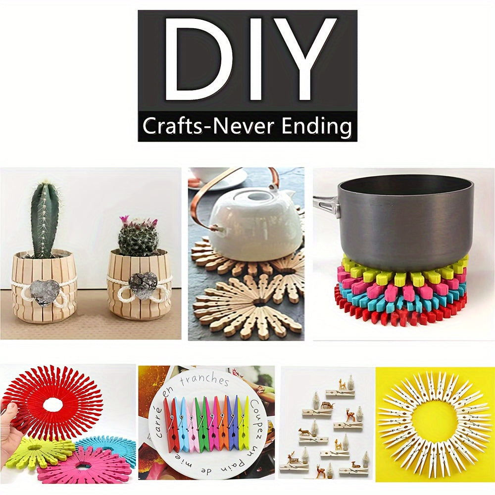 100 деревянных прищепок для белья, рукоделия и организации