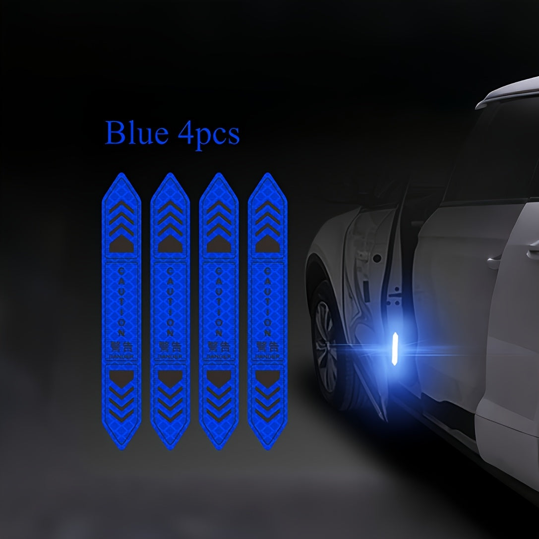 4 dona Avtomobil eshigi ogohlantirish stikerlari, yorituvchi lenta, kechqurun ko'rinish uchun tananing chiziqlari