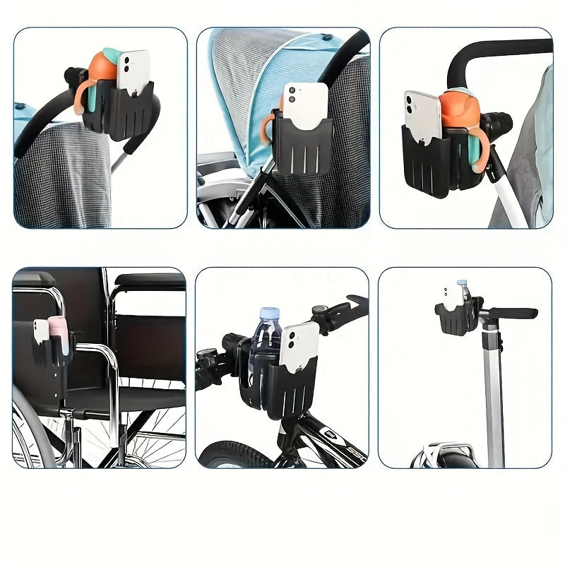 Wheelchair and Stroller Cup Holder 360° Rotating Water Bottle Holder