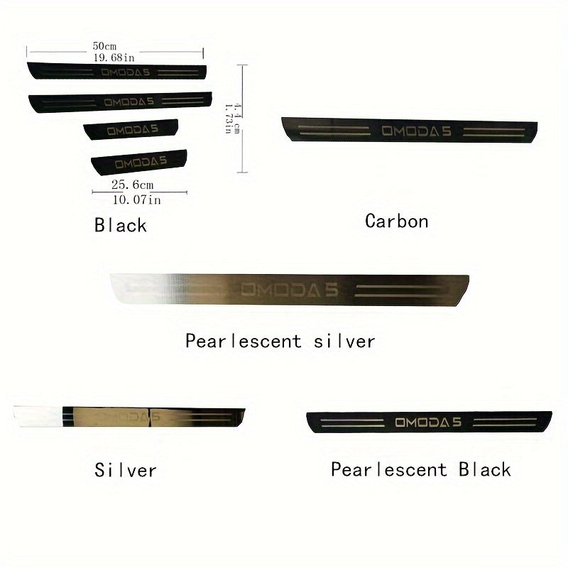 4 dona zanglamaydigan po'latdan yasalgan eshik to'shagi himoyasi Omoda5 uchun eshik himoyasi