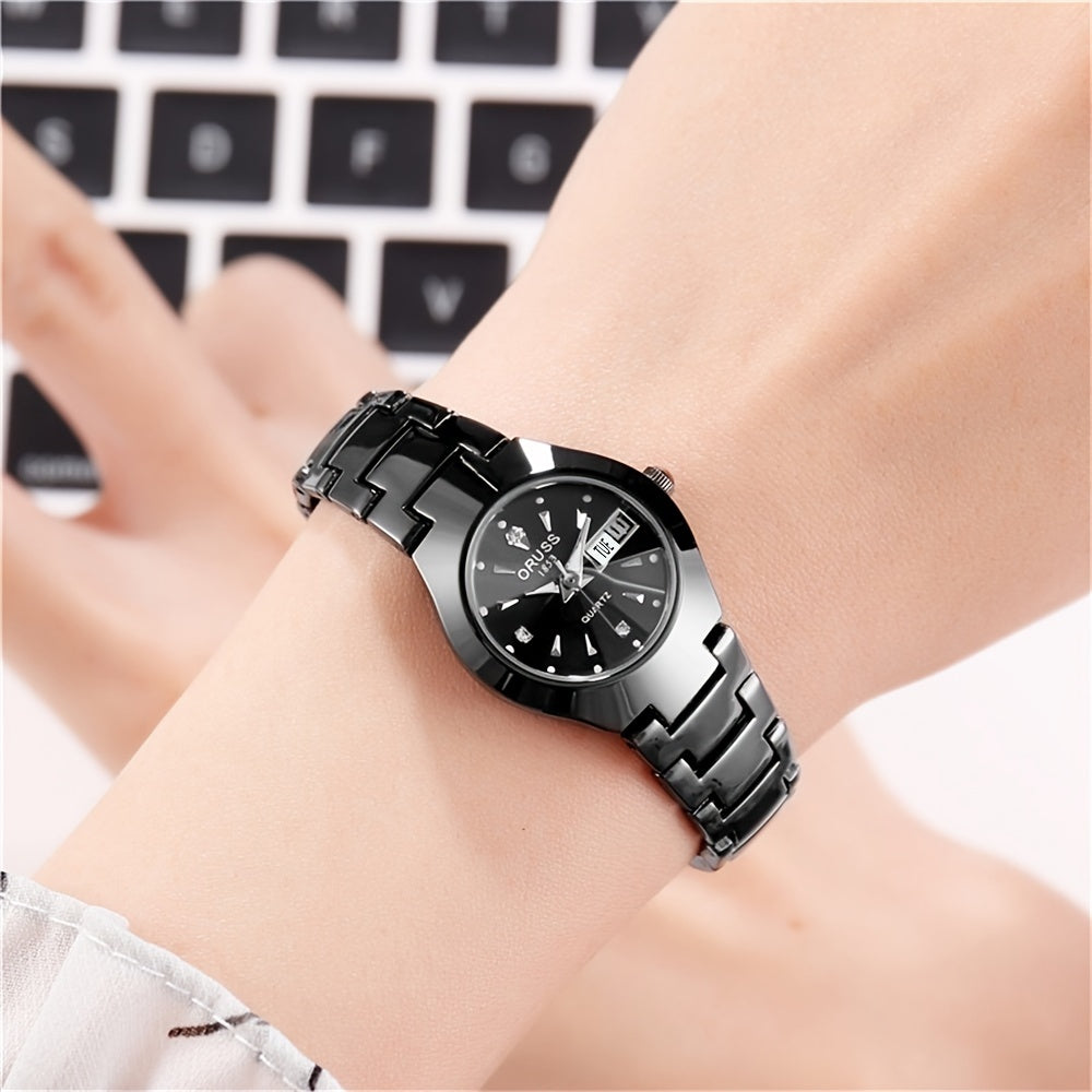 Women's All-in-One Steel Watch with Quartz Movement and Classic Design