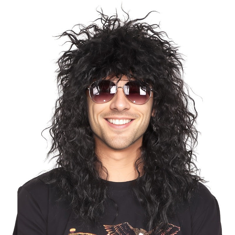 80s Style Rock Star Wig Fluffy Coily Hair Punk Costume for Parties