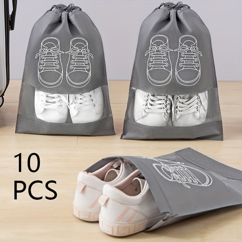 10 Non-Woven Travel Shoe Storage Bags Waterproof Transparent Set of 10