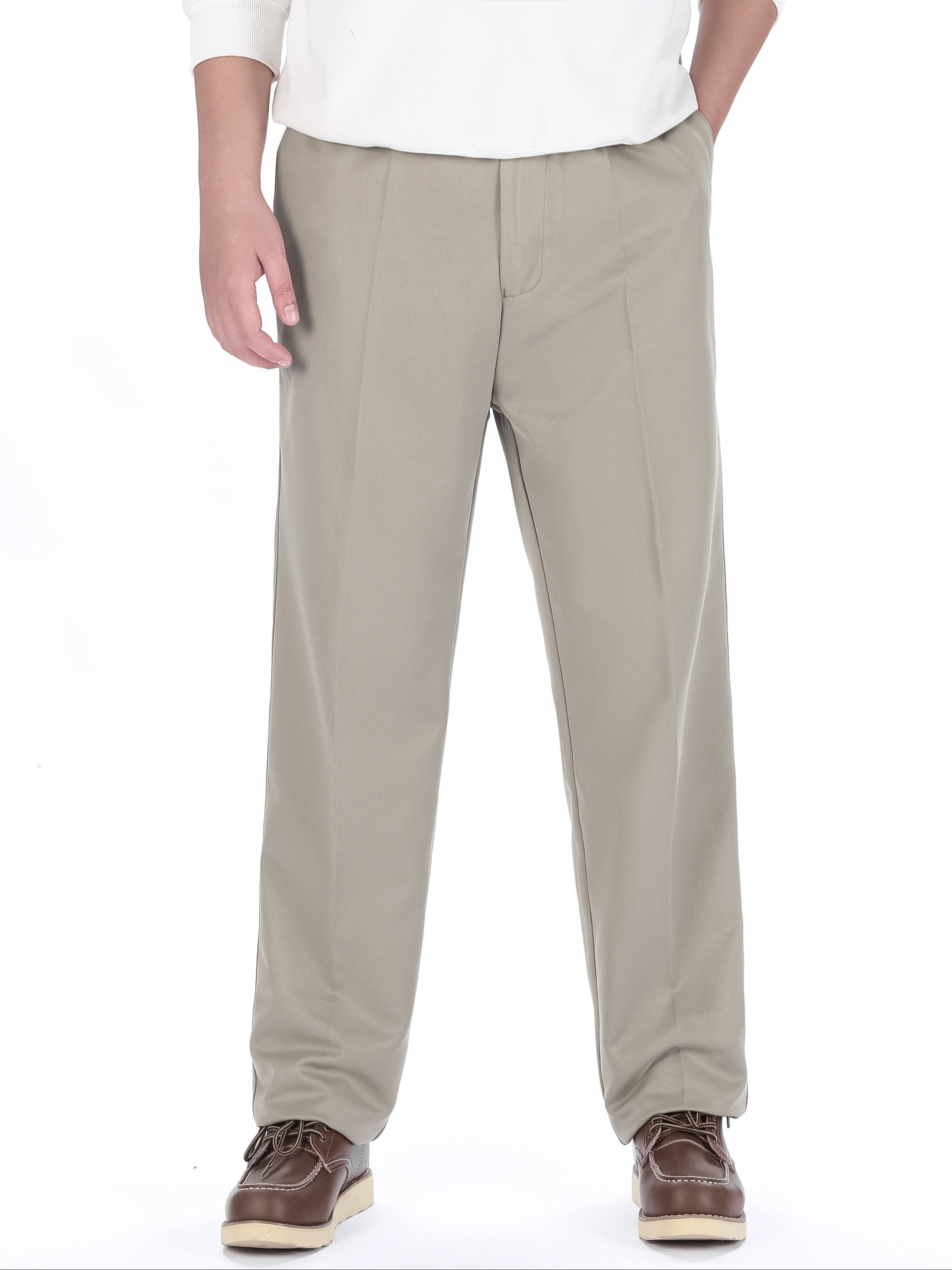 Men's Plus Size Solid Color Casual Trousers Regular Fit Polyester All Season