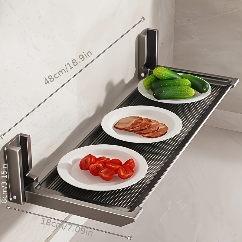 Expandable Wall Kitchen Storage Rack with Foldable Tray for Food and Spice Organization