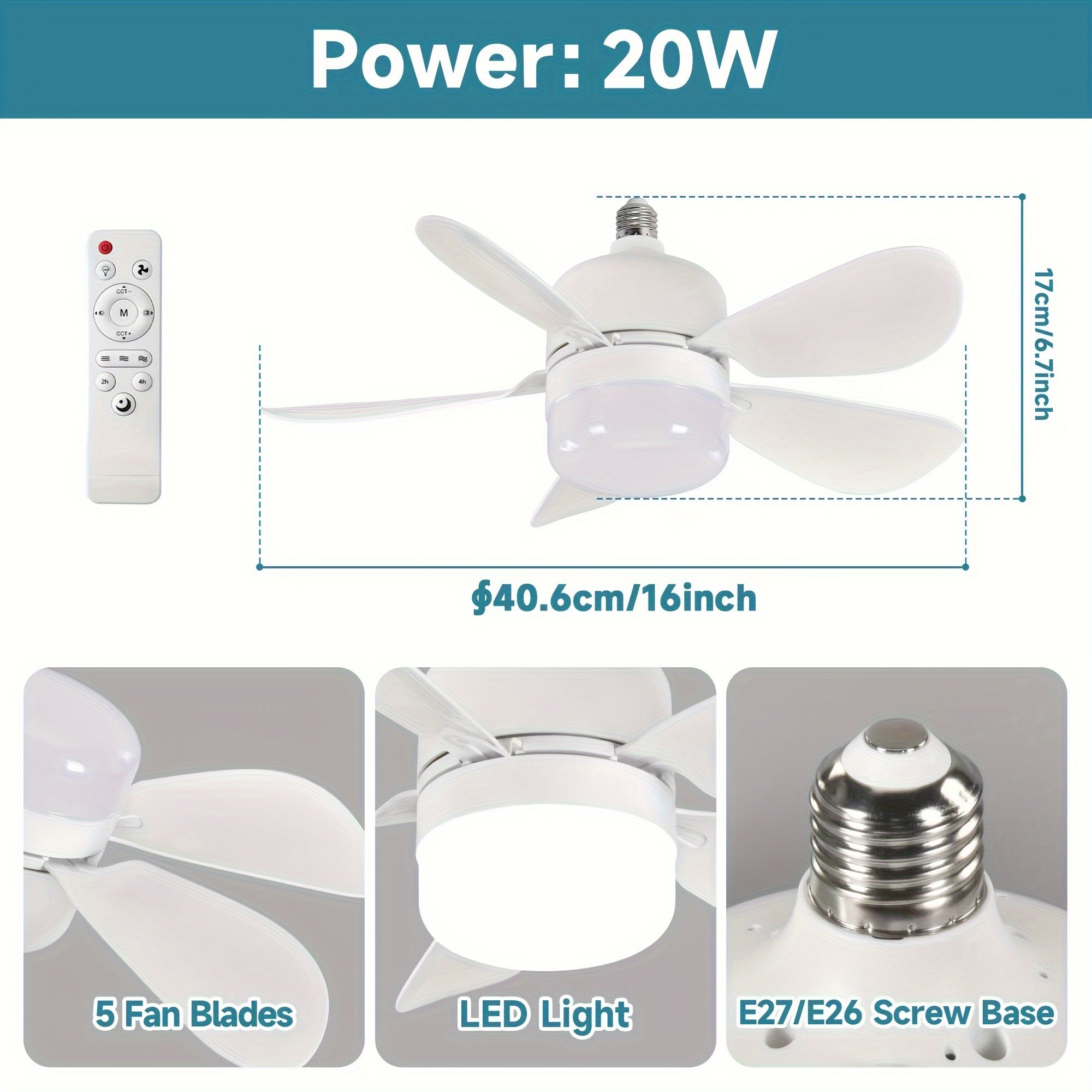 2-Pack LED Ceiling Fan Bulbs with Adjustable Brightness and Speed Remote Control