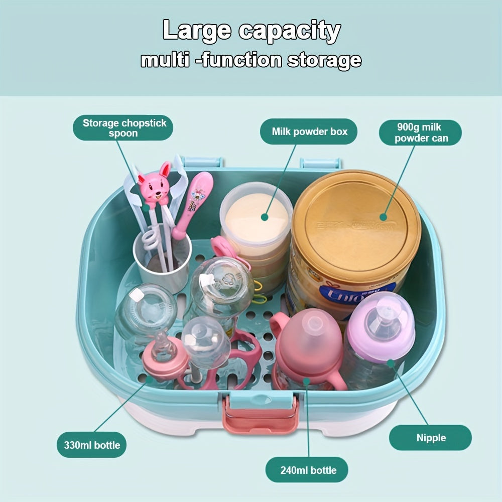 Baby Bottle Organizer with Drying Rack and Powder Container for Mess-Free Feeding