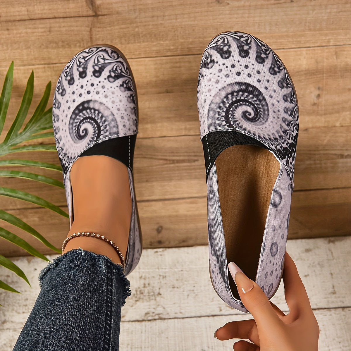 Zapatillas planas coloridas con estrellas para mujer, ligeras, slip-on, mocasines casuales para verano