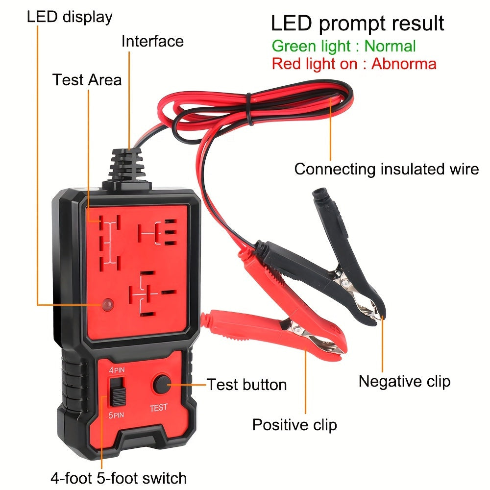 Universal 12V Automotive Relay Tester for Car Battery Check with LED