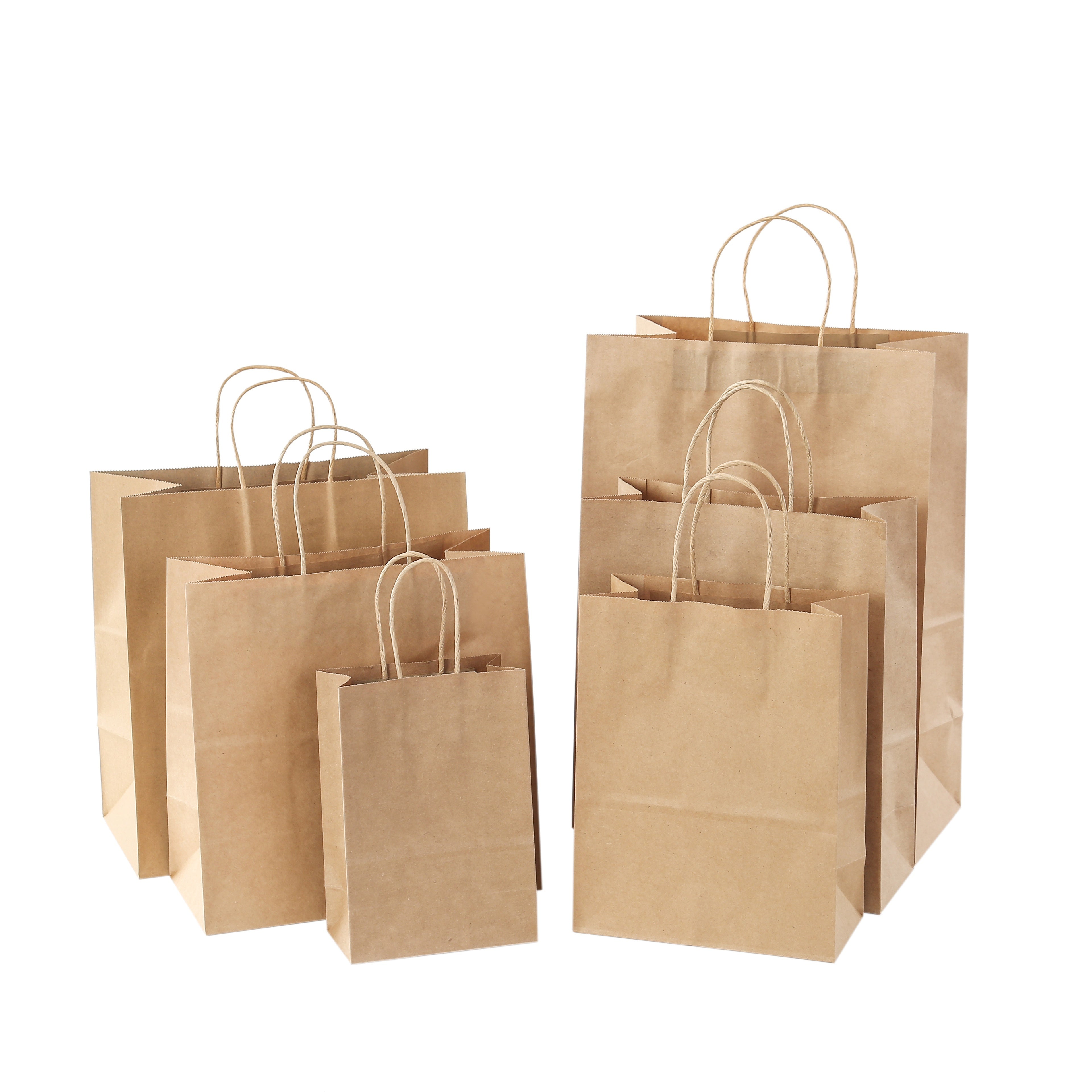 100pcs Brown Kraft Paper Bags with Twine Handles for Shopping and Gifts
