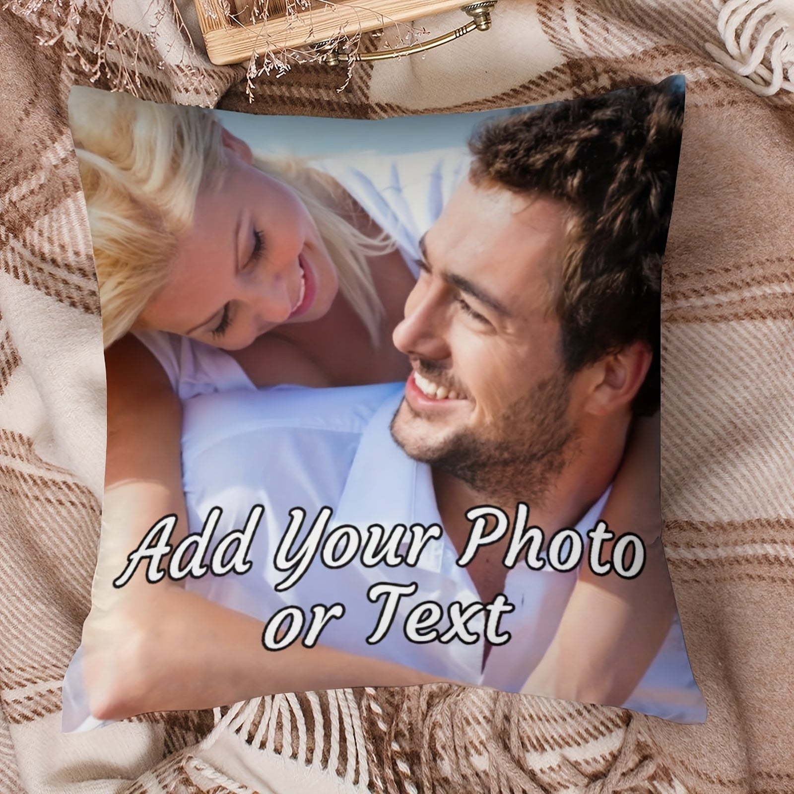 Funda de cojín personalizada de 45.72cm x 45.72cm de poliéster suave con diseño de un solo lado para vacaciones