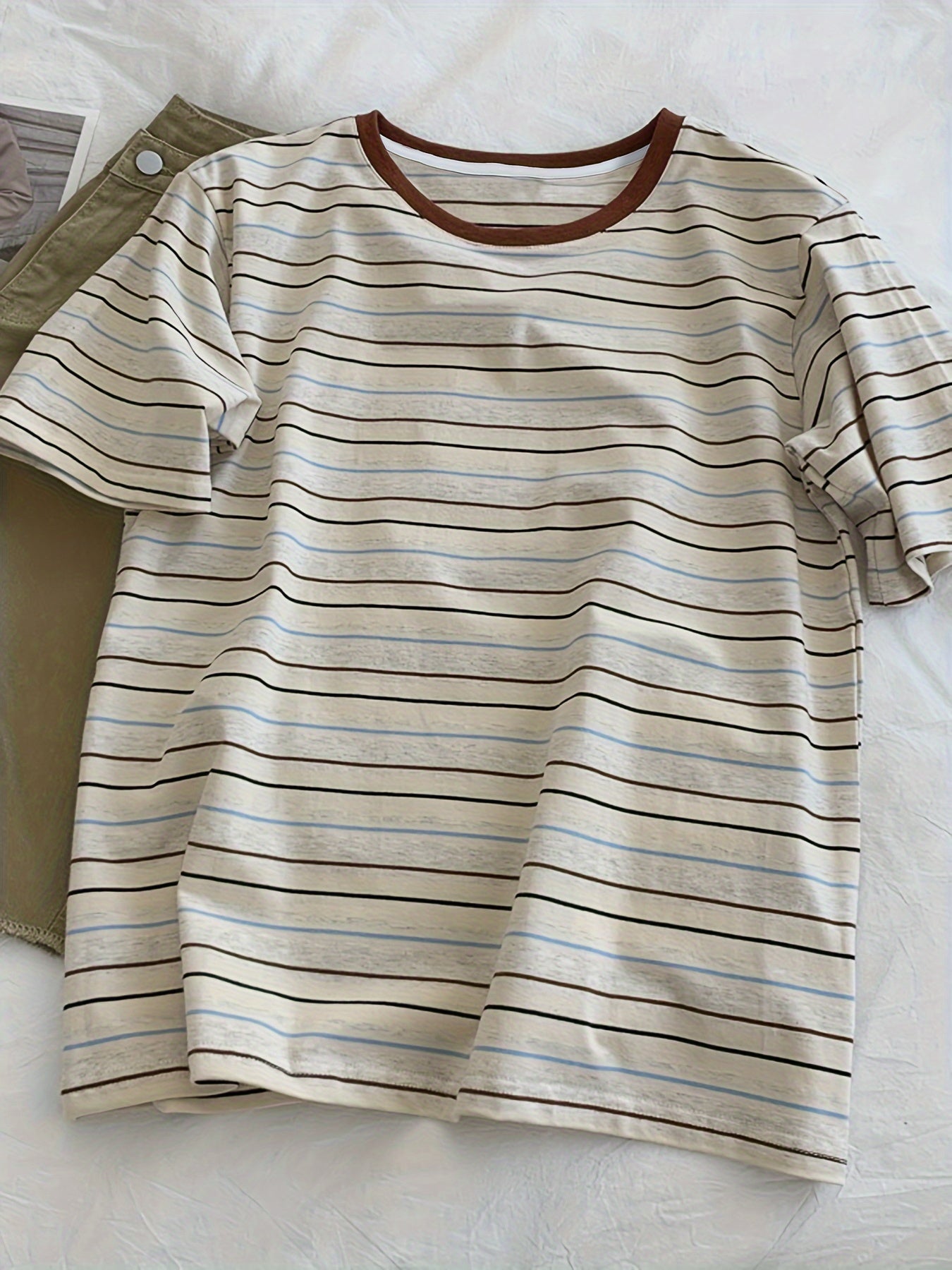 Women’s Striped Cotton Crew Neck T-Shirt Summer Casual Short Sleeve