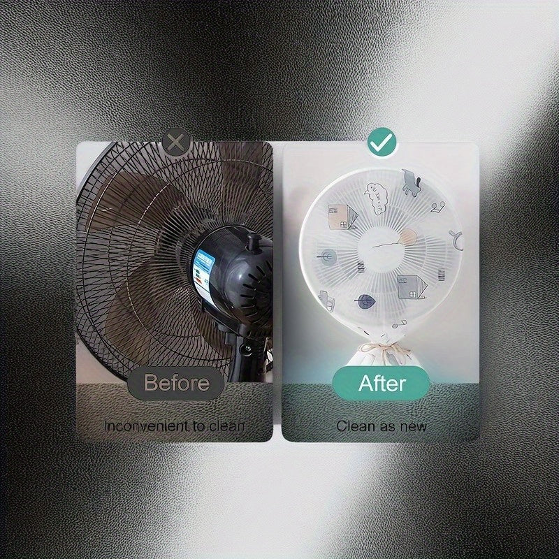 Uzoq muddatli polyesterdan tayyorlangan elektr ventilyatorining chang qopqog'i, vertikal va pol modellari uchun himoya qiladi.