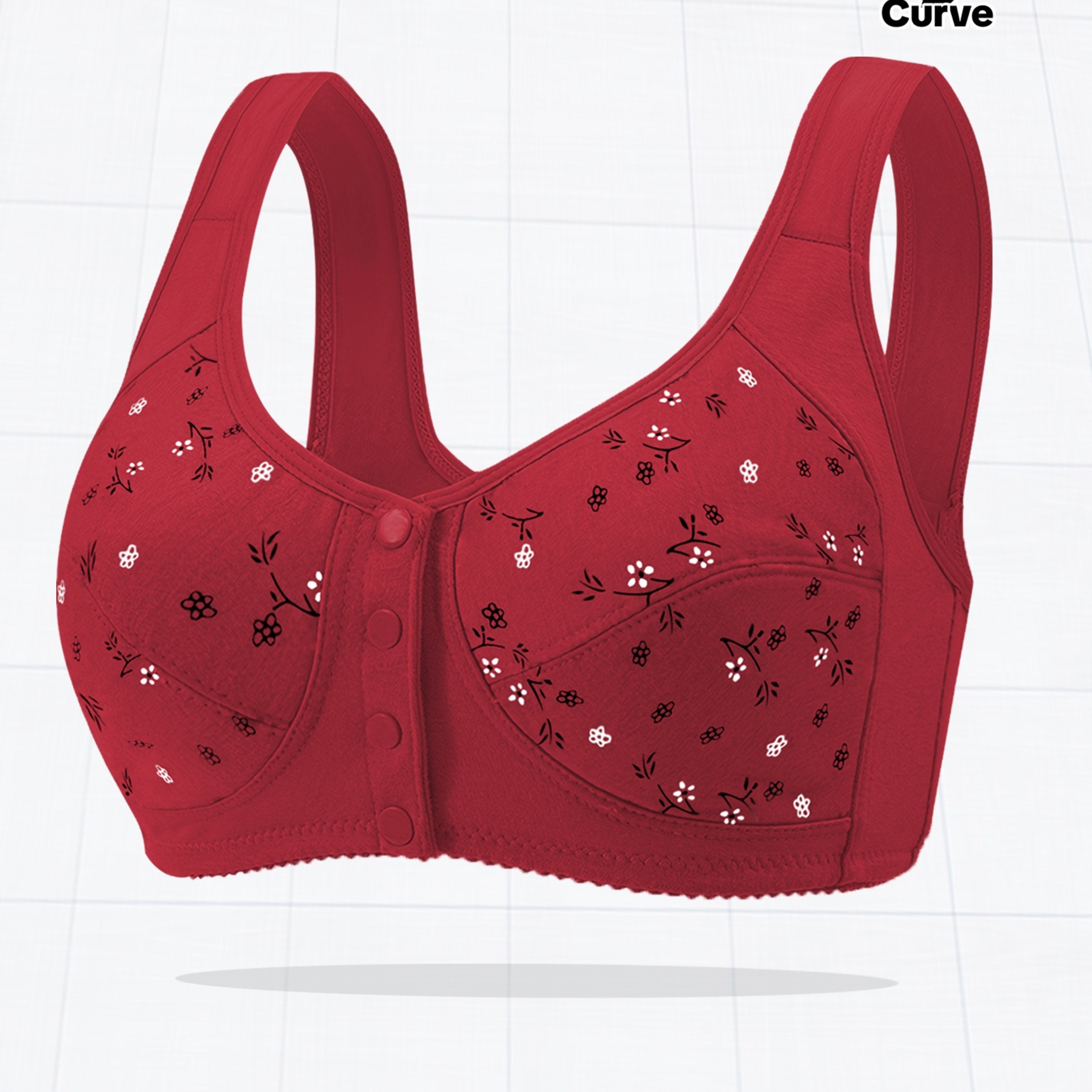 Plus Size Printed Front Button Sports Bra for Women Yoga Exercise Wear