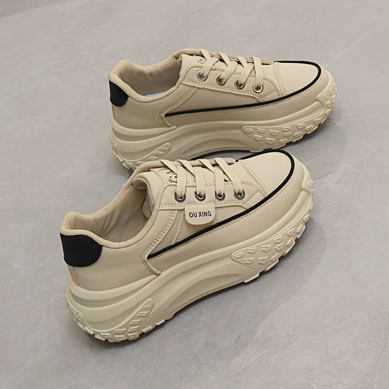 Women's Casual Sneakers Lace-Up All-Season White Black Low Top