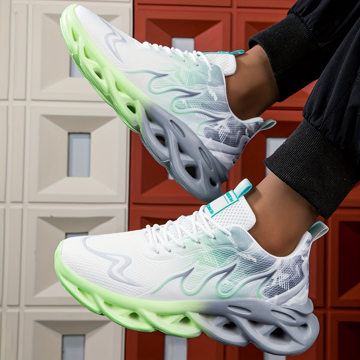 Unisex Lightweight Breathable Running Shoes – Shock Absorbing, White Blue Pink Blue