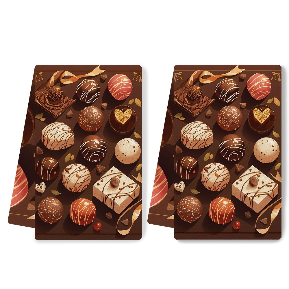 Juego de 2 toallas de cocina ultra suaves 40x60cm con trufas de chocolate gourmet