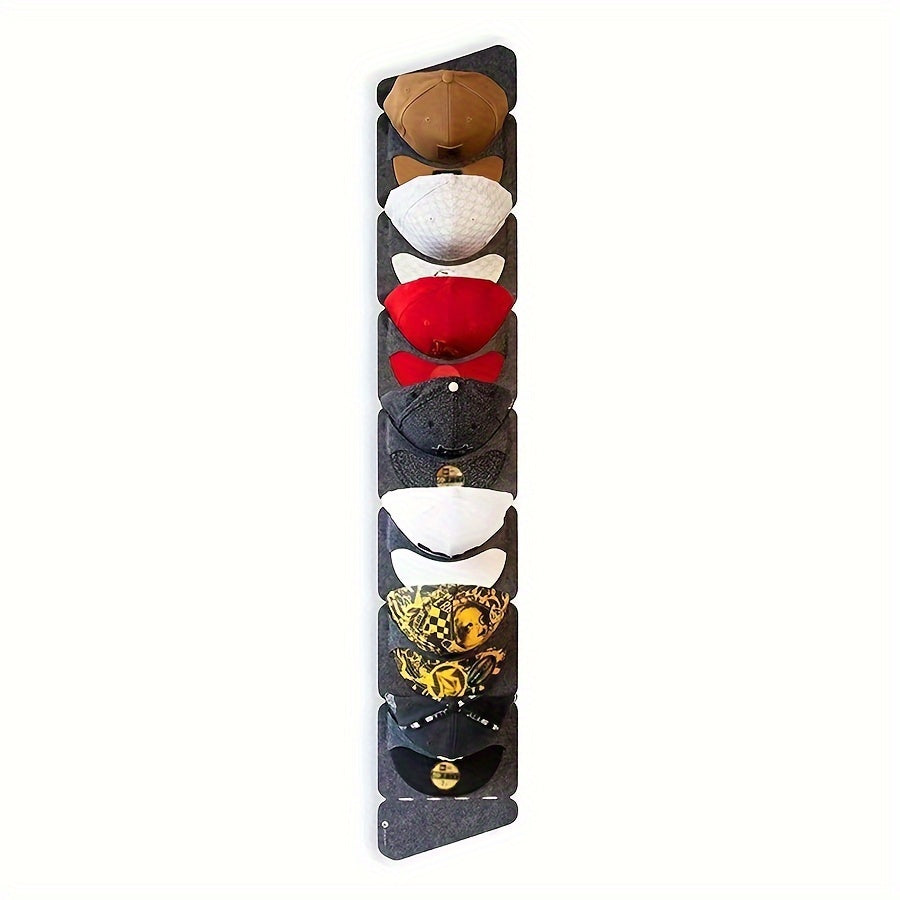 Wall-Mounted Cap Organizer with Seven Shelves, Portable Linen Hat Storage